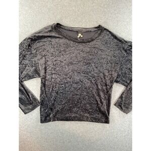 We The Free People Grey Crushed Velvet LS Pullover Top Womens Medium #790